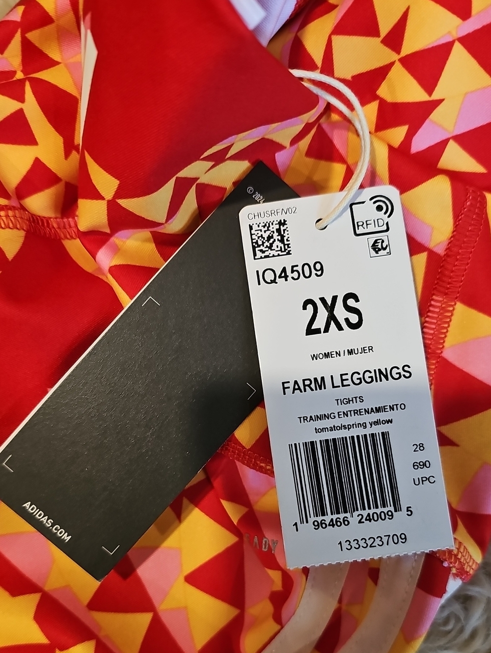 FARM Rio x Adidas Psvchedelic Wave 7/8 High Waist Leggings Tomato Red Yellow XXS - Picture 10 of 10